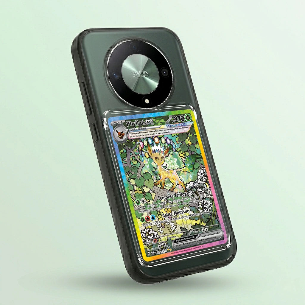 Coque Honor magic 6 noire avec slot pour carte (Pokémon, One Piece, Magic & TCG).