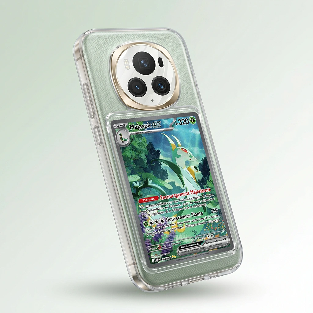 Coque Honor Magic 6 Pro transparente avec slot pour carte (Pokémon, One Piece, Magic & TCG).