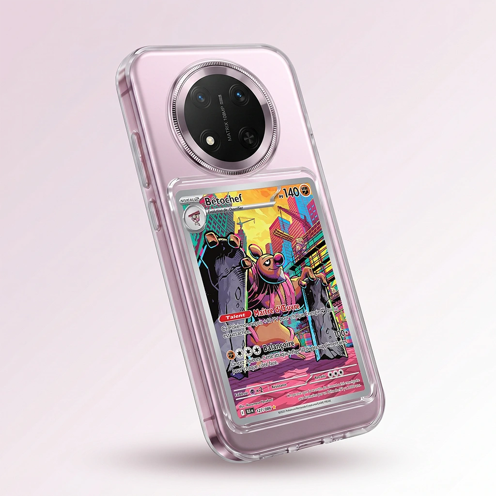 Coque Honor Magic 7 transparente avec slot pour carte (Pokémon, One Piece, Magic & TCG).
