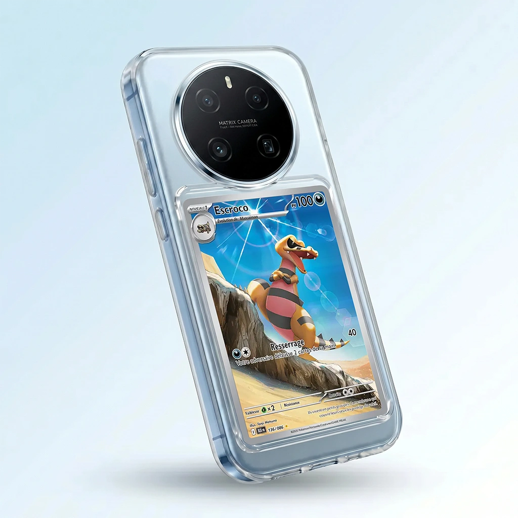 Coque Honor Magic 7 Pro transparente avec slot pour carte (Pokémon, One Piece, Magic & TCG).