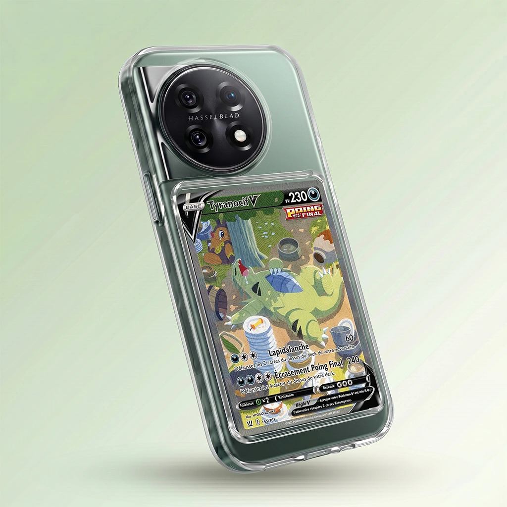 Coque OnePlus 11 transparente avec slot pour carte (Pokémon, One Piece, Magic & TCG)