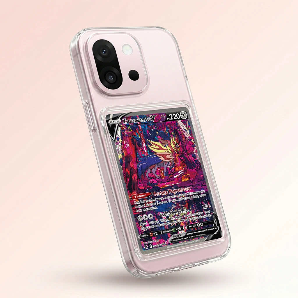Coque OnePlus 13T transparente avec slot pour carte (Pokémon, One Piece, Magic & TCG).
