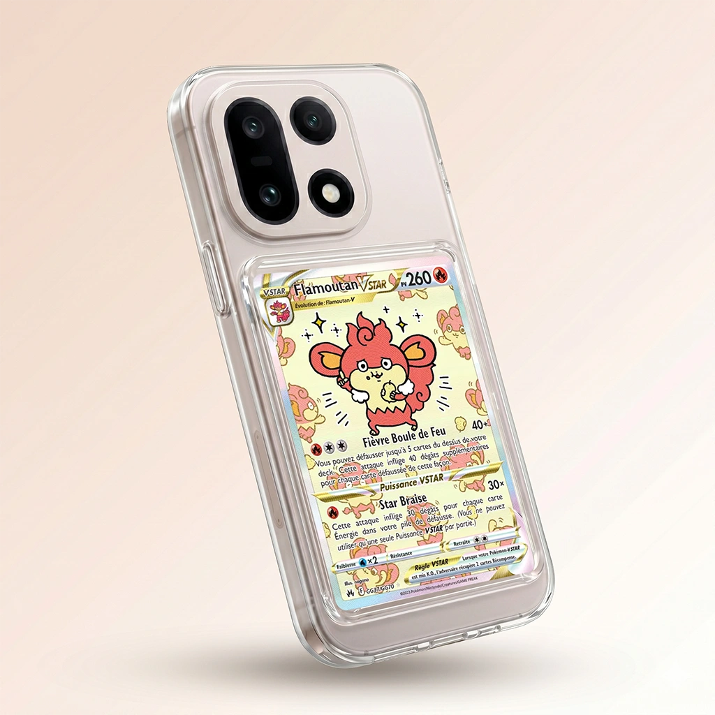 Coque OnePlus 15 transparente avec slot pour carte (Pokémon, One Piece, Magic & TCG).