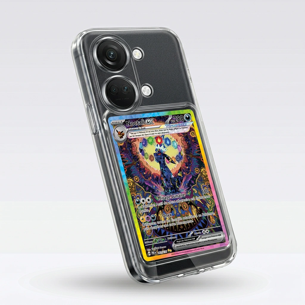 Coque One plus ACE 2 transparent avec slot pour carte (Pokémon, One Piece, Magic & TCG).