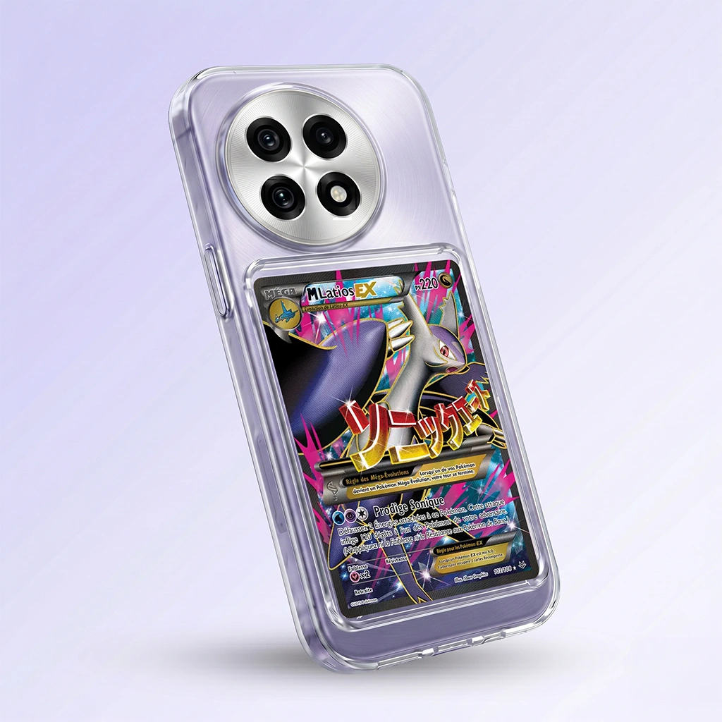 Coque OnePlus Ace 5 Pro transparente avec slot pour carte (Pokémon, One Piece, Magic & TCG).